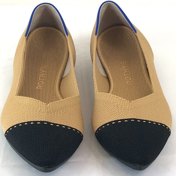 Rothy's Camel Captoe The Point Flats Shoes Size 8.5 - Picture 7 of 13